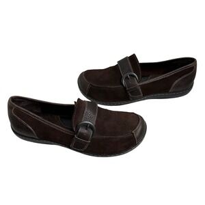 BOC Born Casual Slip On Loafers Women Brown Suede‎ Buckle Comfort Shoes Size 11